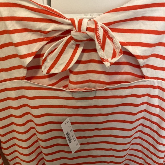 Jcrew long sleeve tie back mariner cloth t shirt orange stripes women’s size M - Picture 3 of 4